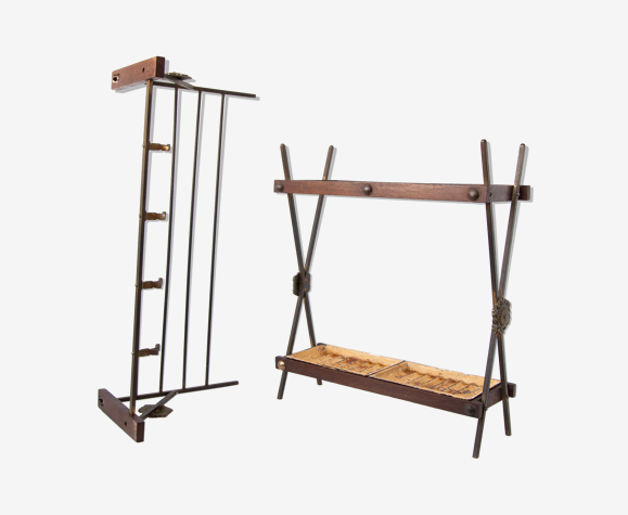 Vintage Coat Rack And Umbrella Holder Wood Brass Selency Vintage Coat Rack And Umbrella Holder, Wooden Coat Rack And Umbrella Stand