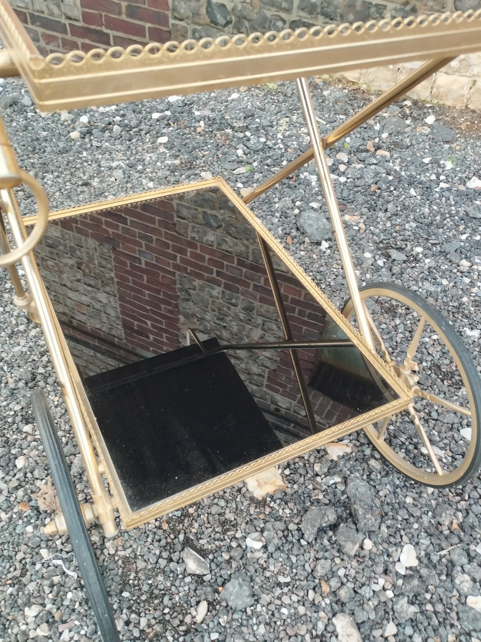 Vintage antique golden metal dessert stand