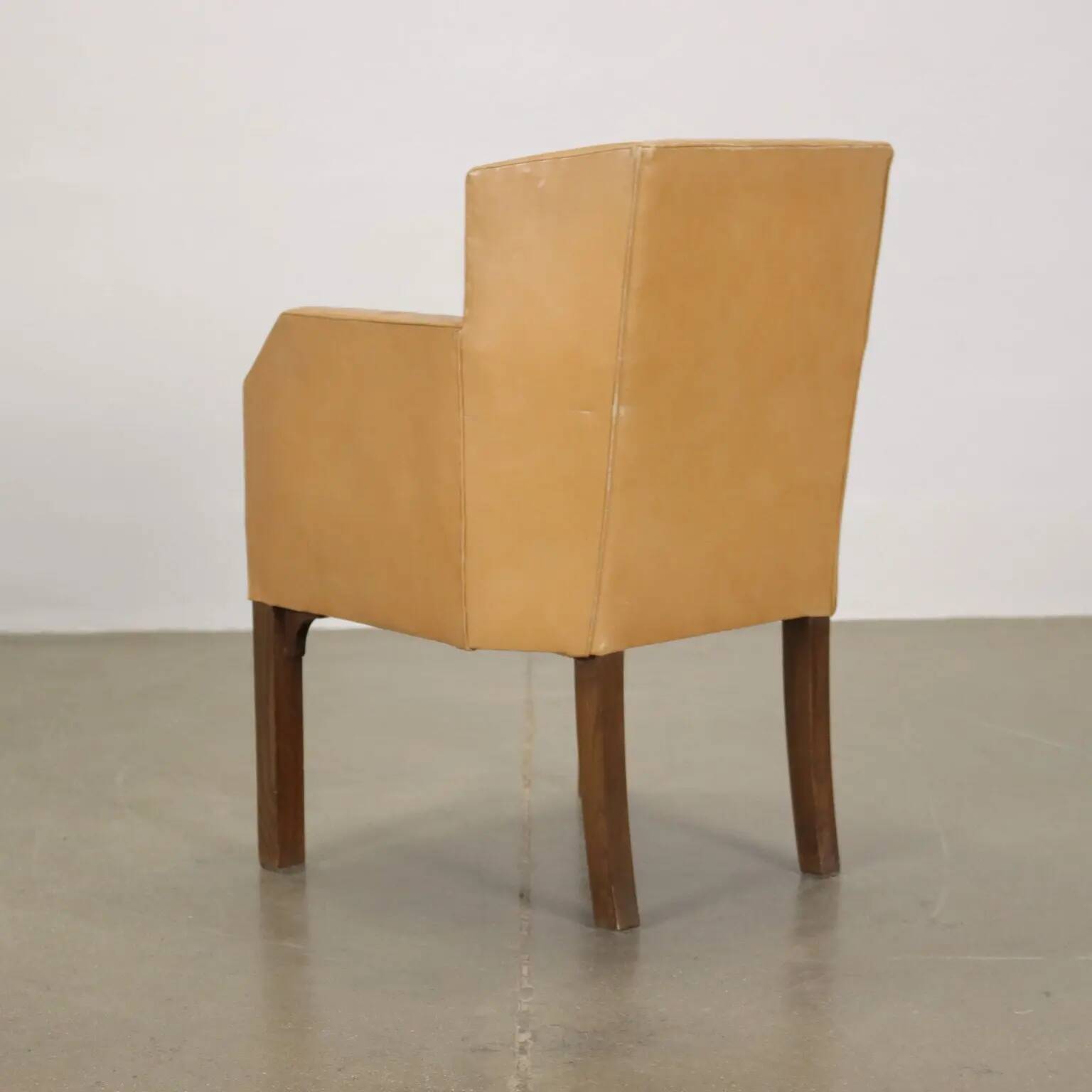 Vintage armchair in faux leather and painted beech, Italy, 1930s-1940s.