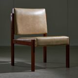 Angular, Teak Wood and Leather Chair with Copper Details, 1970s