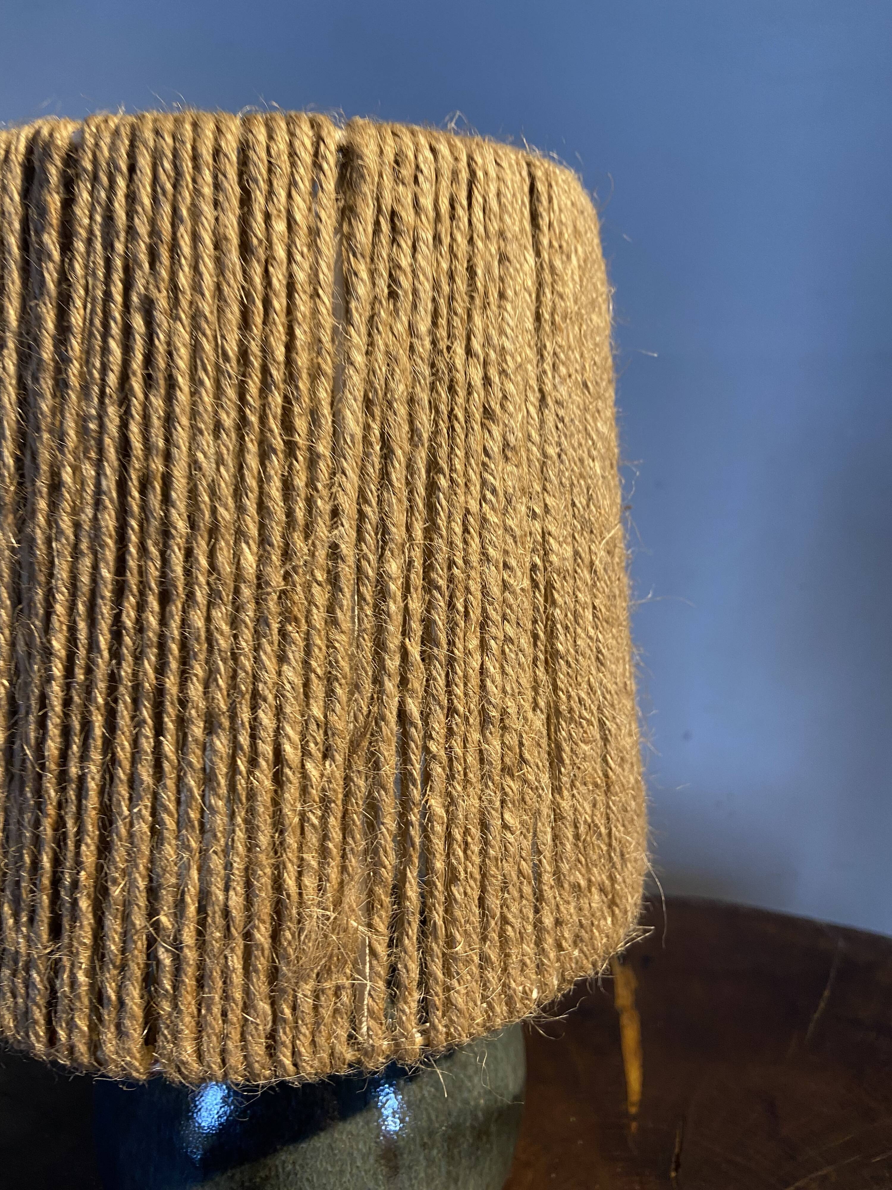 Table lamp in stoneware / ceramic 60s lampshade rope