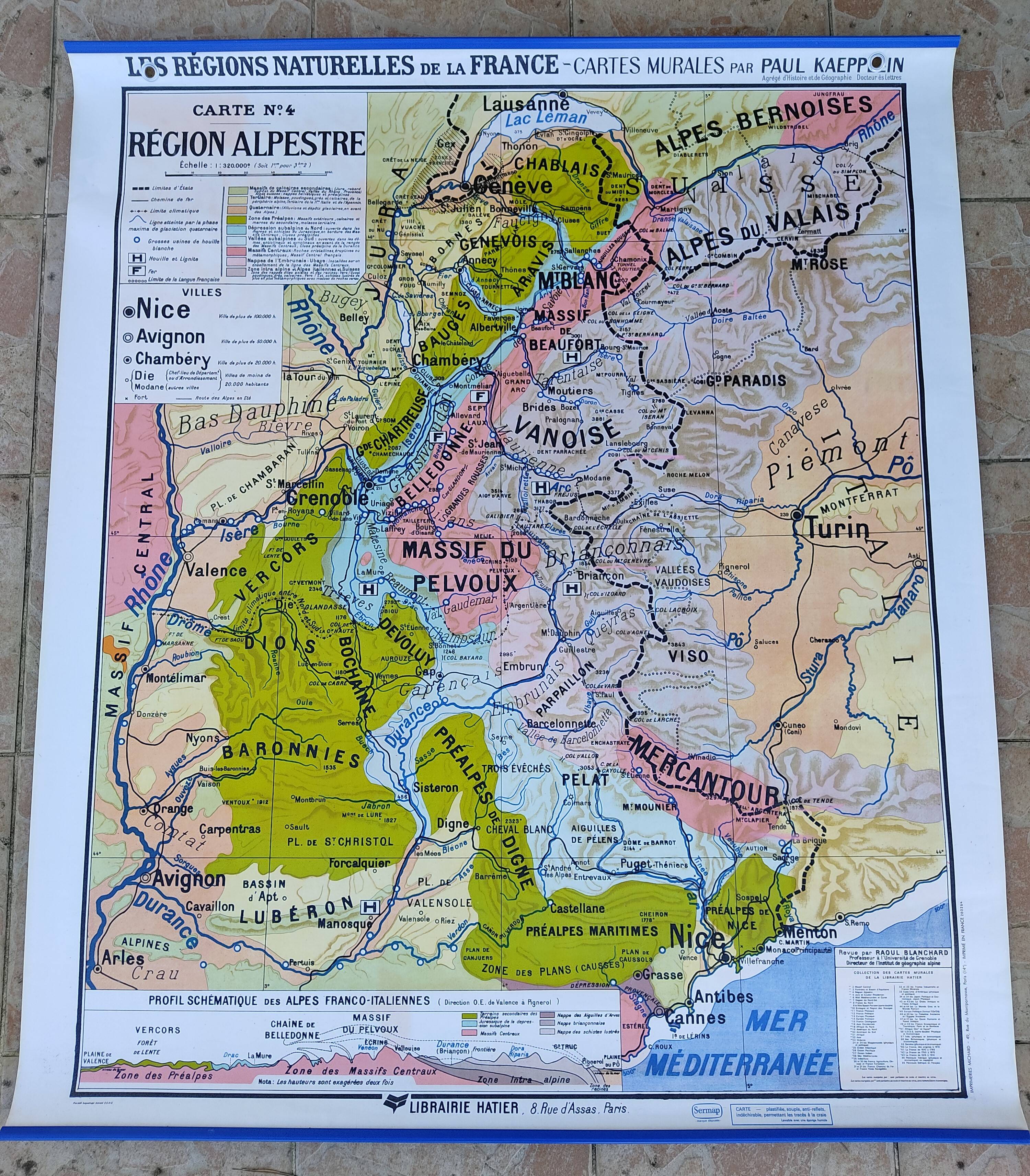 School wall map n°4 Alpine region