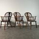 Ensemble de 3 chaises, fauteuils Windsor Low Back en orme, Angleterre, XIXe