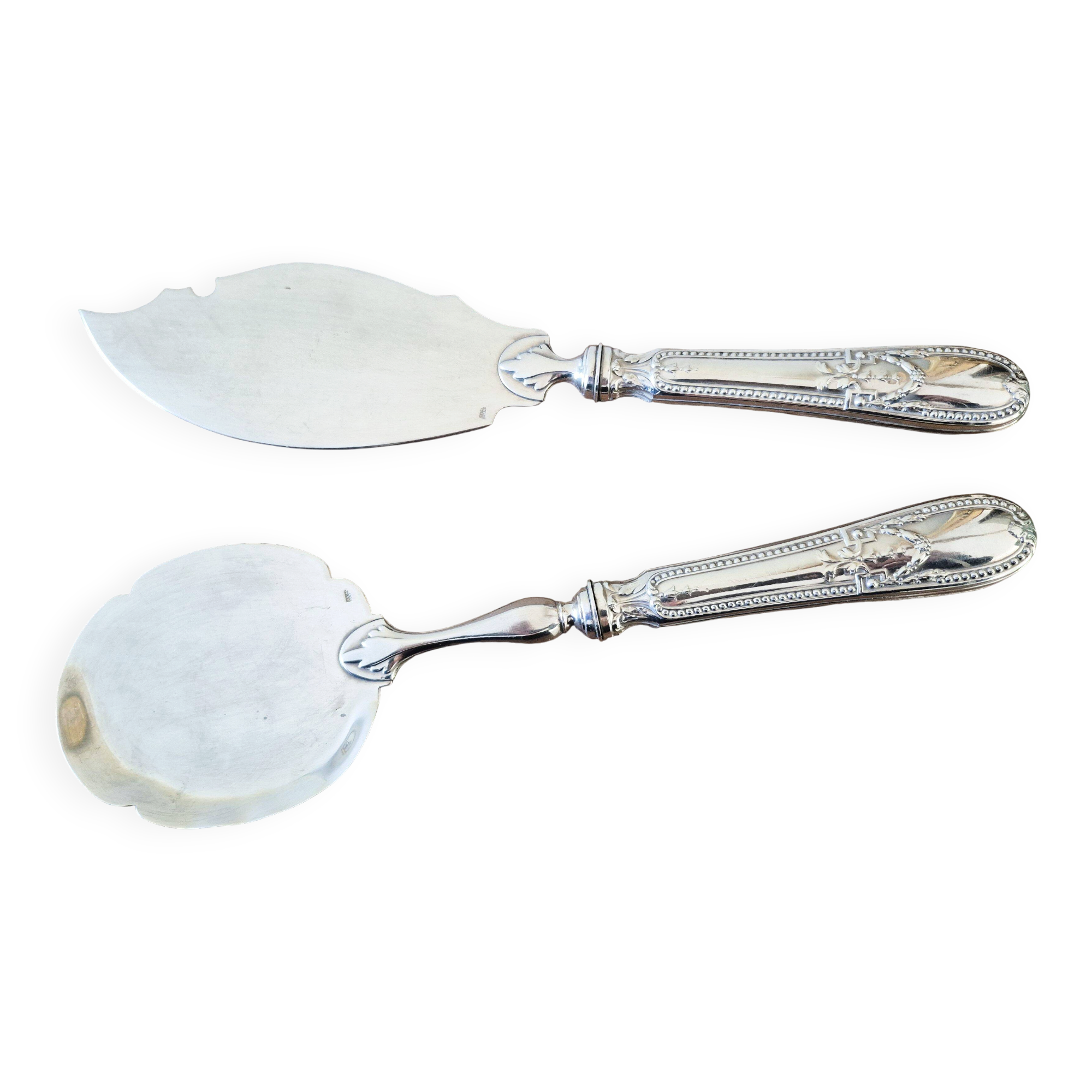 Dessert or ice cream cutlery set, in silver-plated metal.