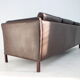 1970s danish brown leather 3-seater sofa