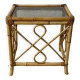 Vintage square rattan side coffee table