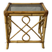 Vintage square rattan side coffee table