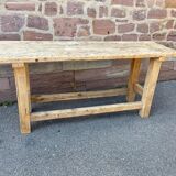 Table industrielle primitive établi en bois naturel brut vintage bohême commerce magasin