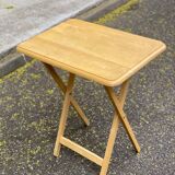 Small Scandinavian folding side table in solid wood.