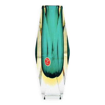 Flavio Poli vase for Seguso - Sommerso - Murano Green & Amber - 1960