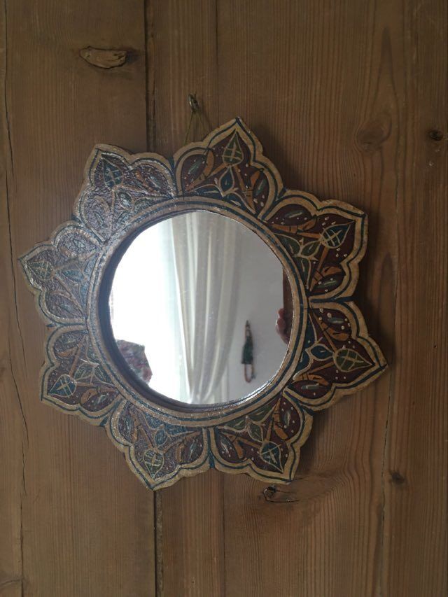 Mirror painted wooden flower 24cm