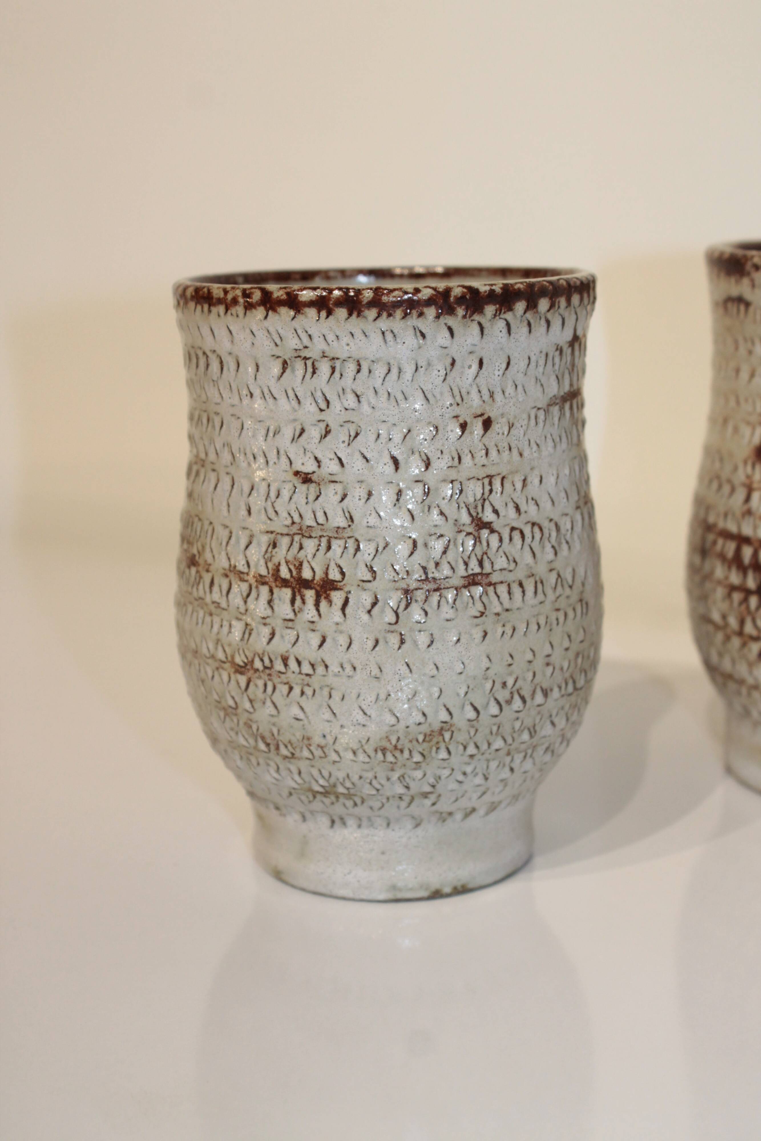 Pair of vintage Accolay ceramic vases signed