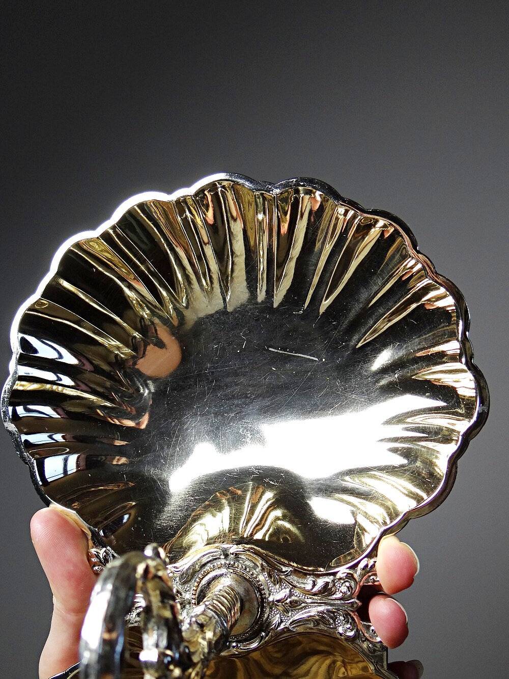 Double old metal gilded shell server vintage 50-70