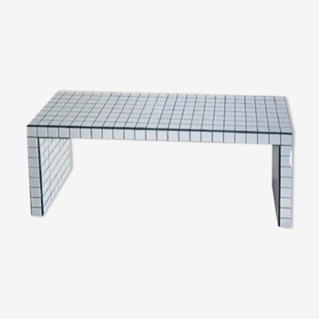 White and black mosaic tile table