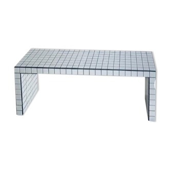 White and black mosaic tile table