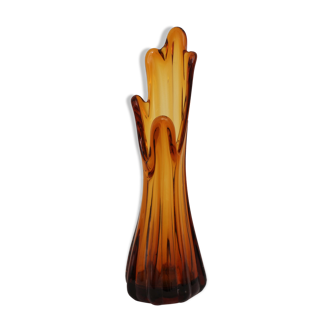 Vase soliflore jaune en pâte de verre années 20
