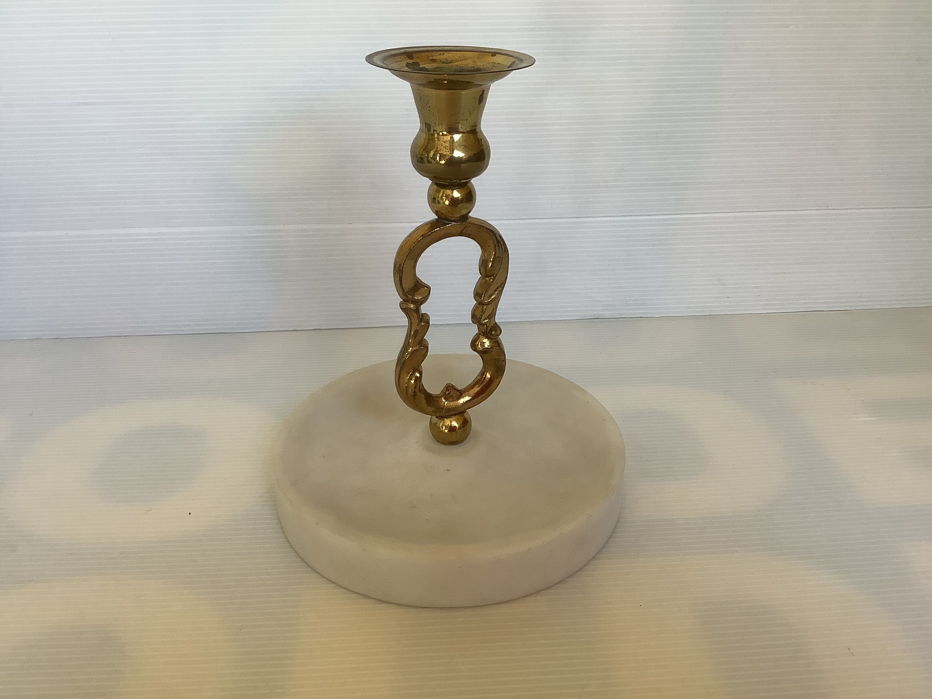 Metal and stone candle holder