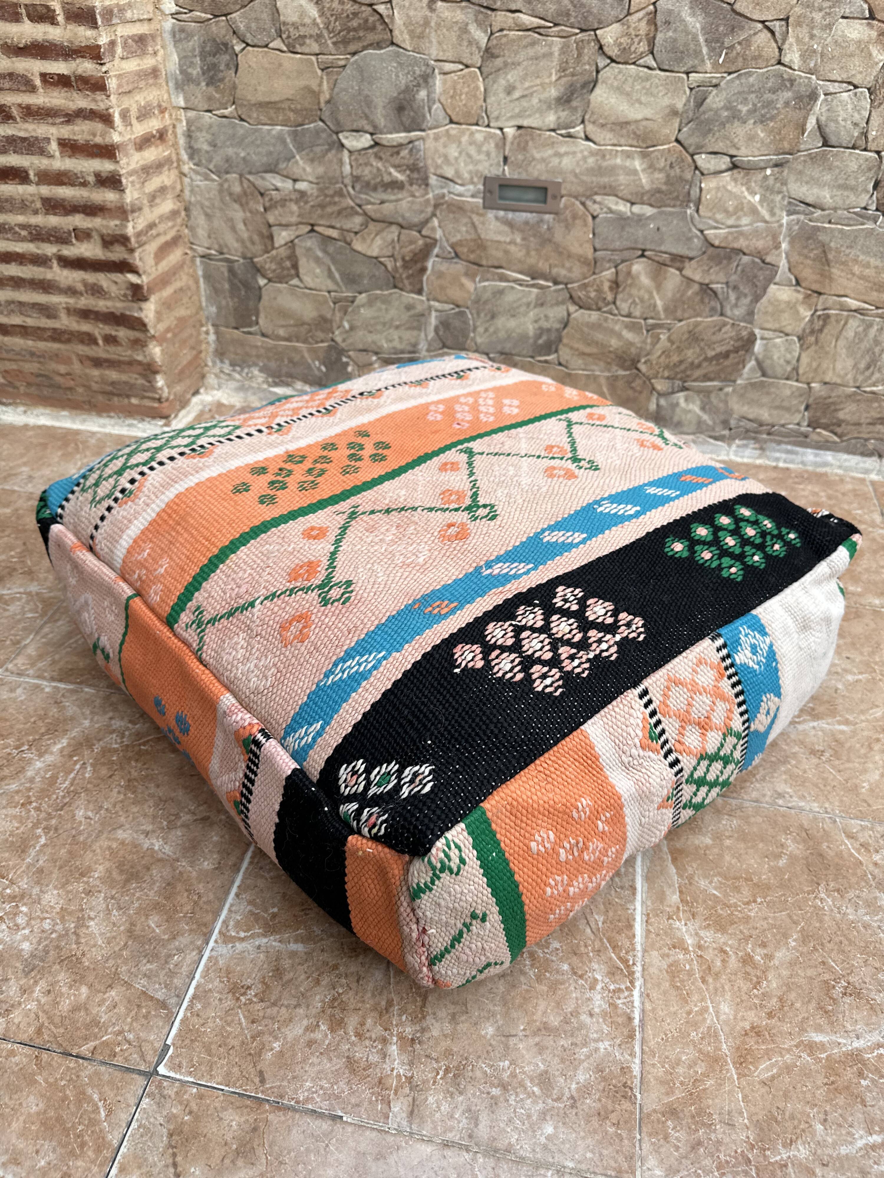 Handmade Berber Kilim pouf
