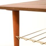 Scandinavian Teak Coffee Table with brass shelf
