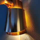 Unique copper wall lamp by Danish architect Bent Karlby. Made for the Østerport hotel in Copenhagen.