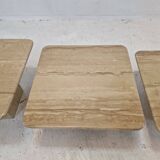 Set of 3 Italian Travertine Coffee or Side Tables, 1980s