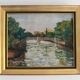 Oil on canvas "Landscape with Bridge" early 20th century