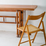 Mcguire rattan flip-top console or dining table light oak