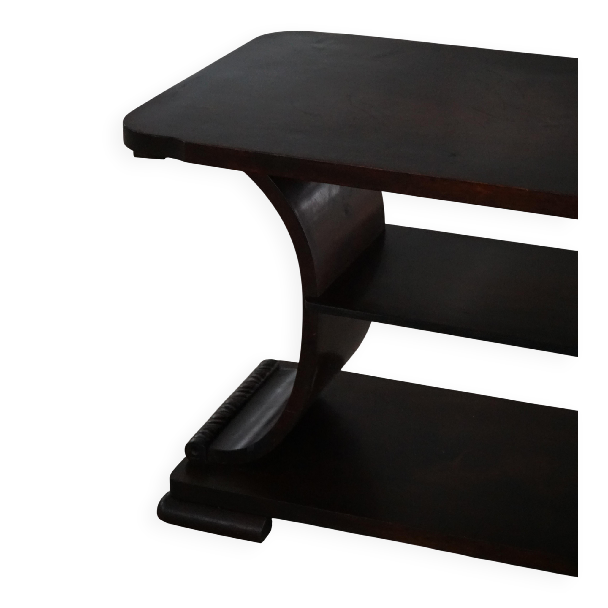 Side table / Low table in Danish Art Deco wood with shelf, 1930s-40s