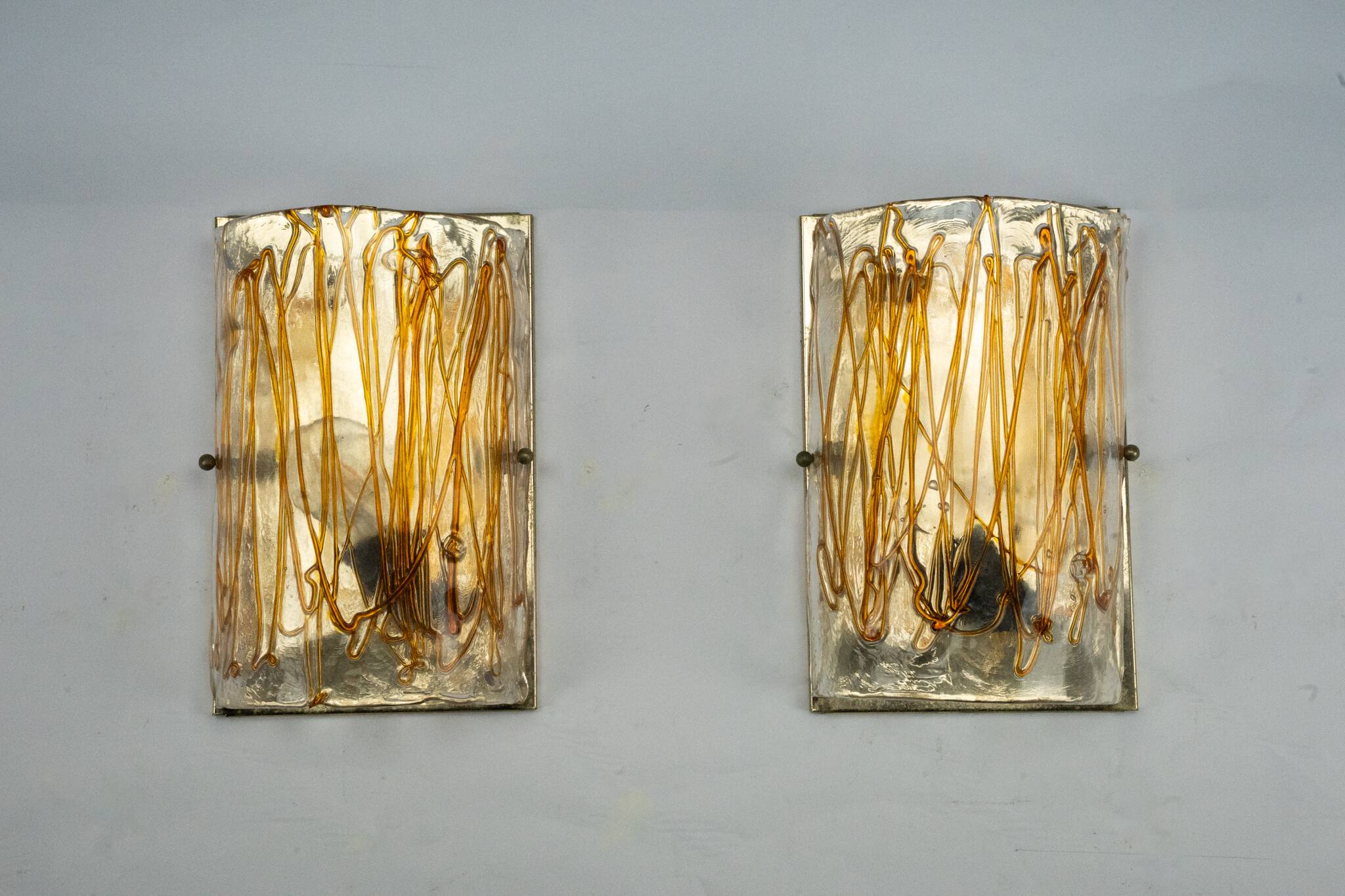Pair of signed La Murrina thick Murano glass sconces. Italy 1970s.