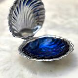 Antique silver-plated shell butter dish