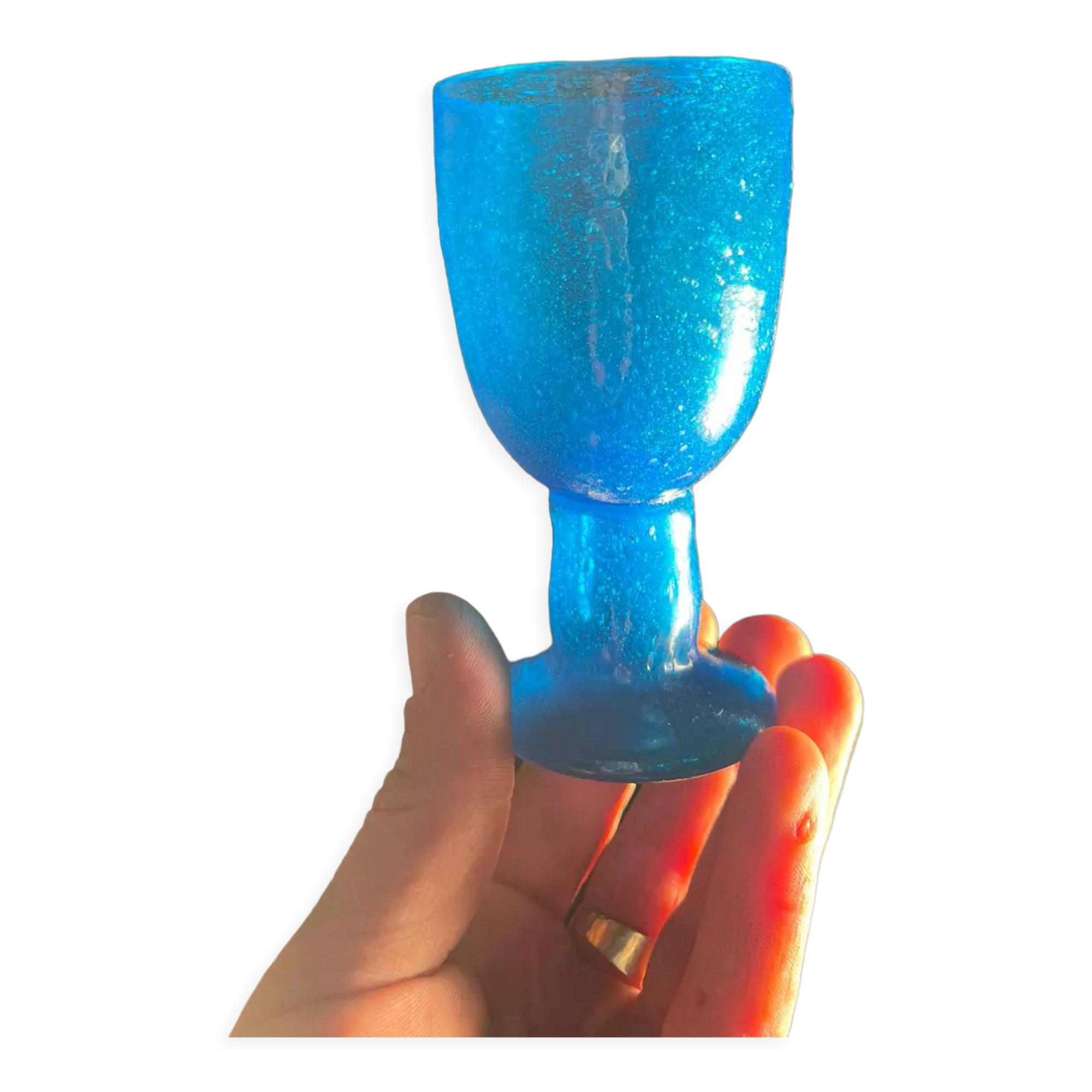 Series of 8 vintage glasses 60s in blow glass