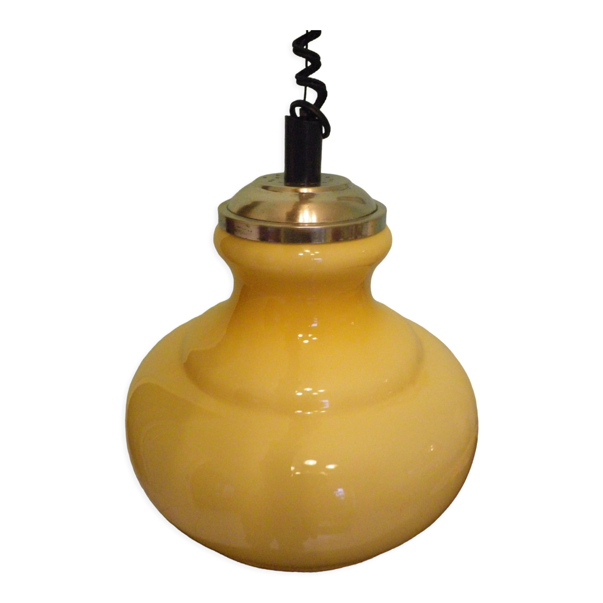 Suspension up and down, opaline lampshade, chrome metal, volvit system