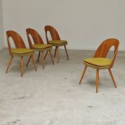 Set of 4 yellow Antonin Suman chairs for Tatra Nabytok 1960