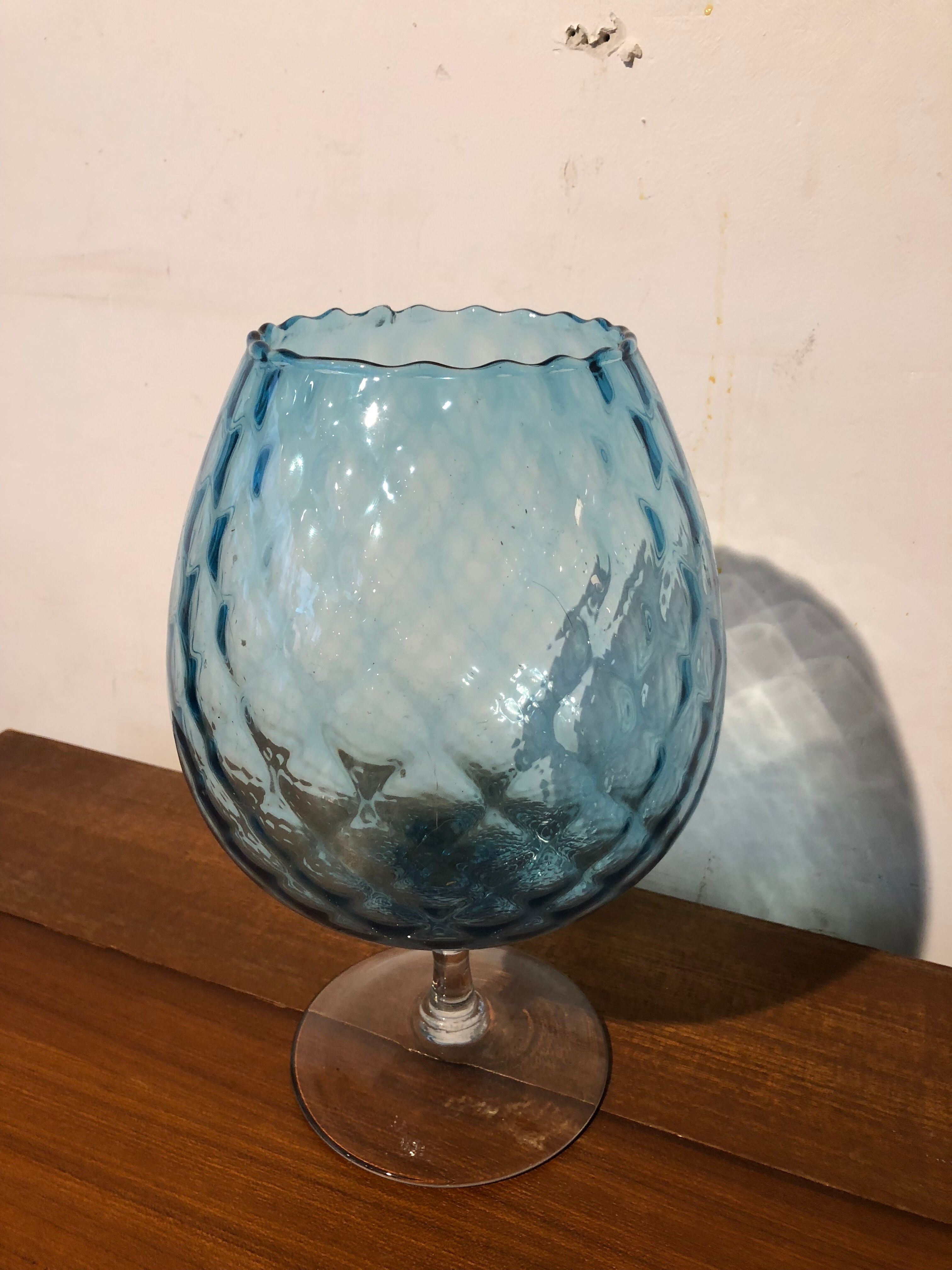 Clear blue glass vase
