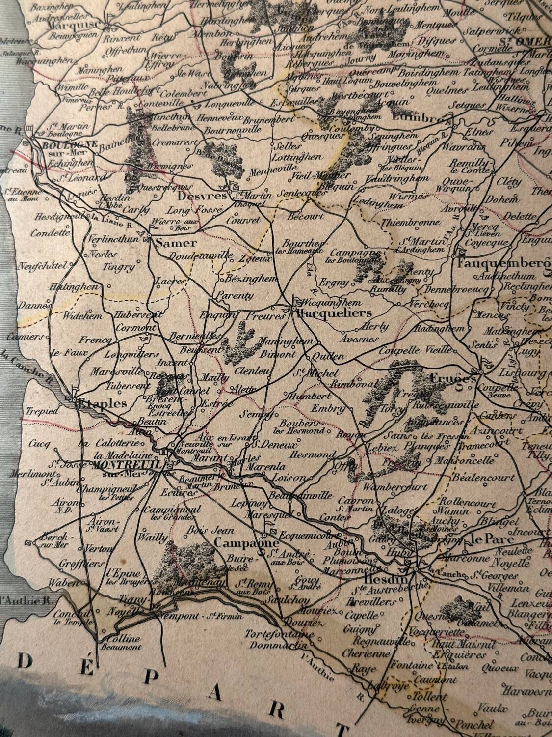 Carte géographique ancienne du Département du Pas-de-Calais - 1860