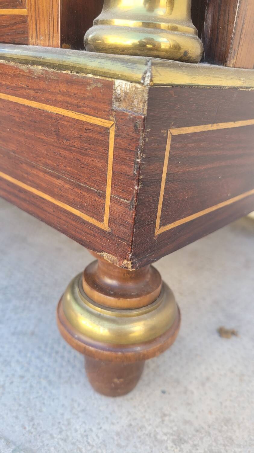Napoleon III sideboard in floral marquetry and marble 19th century