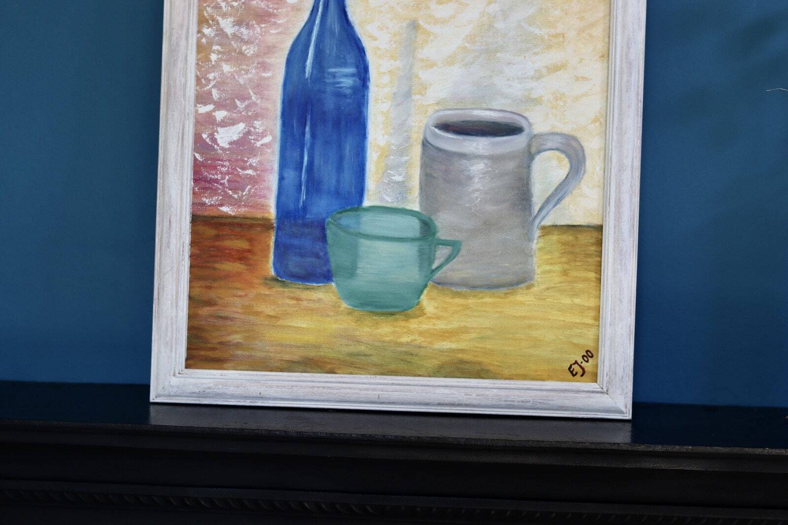 Swedish Mid-Century Oil on Canvas " Still life" Vintage and Framed