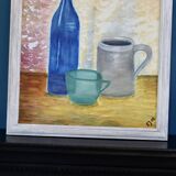Swedish Mid-Century Oil on Canvas " Still life" Vintage and Framed