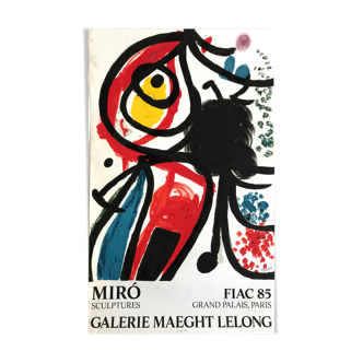 Affiche d'exposition en lithographie. joan miro (d'après), galerie maeght lelong / fiac, 1985.