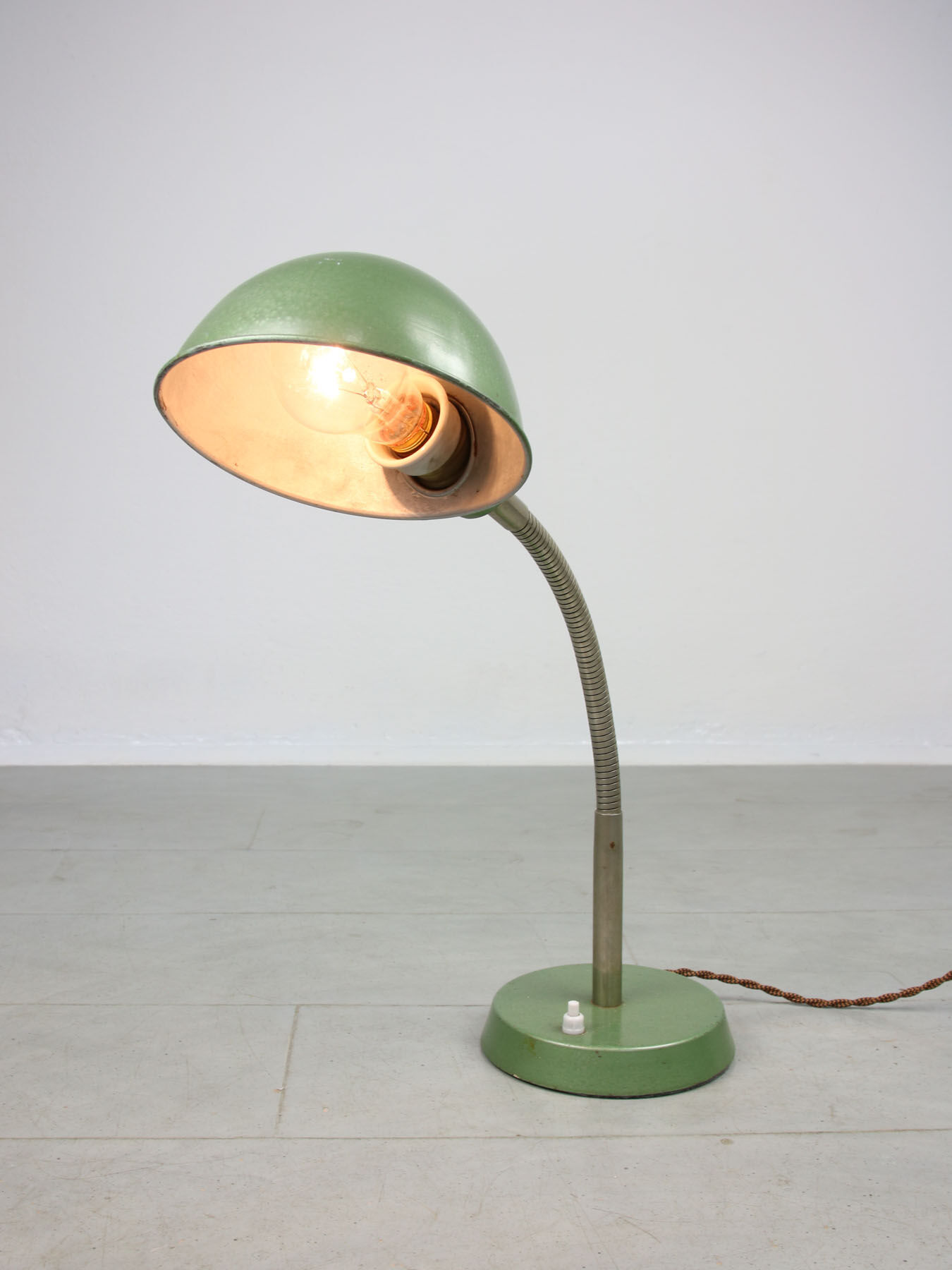 Vintage green gooseneck table lamp