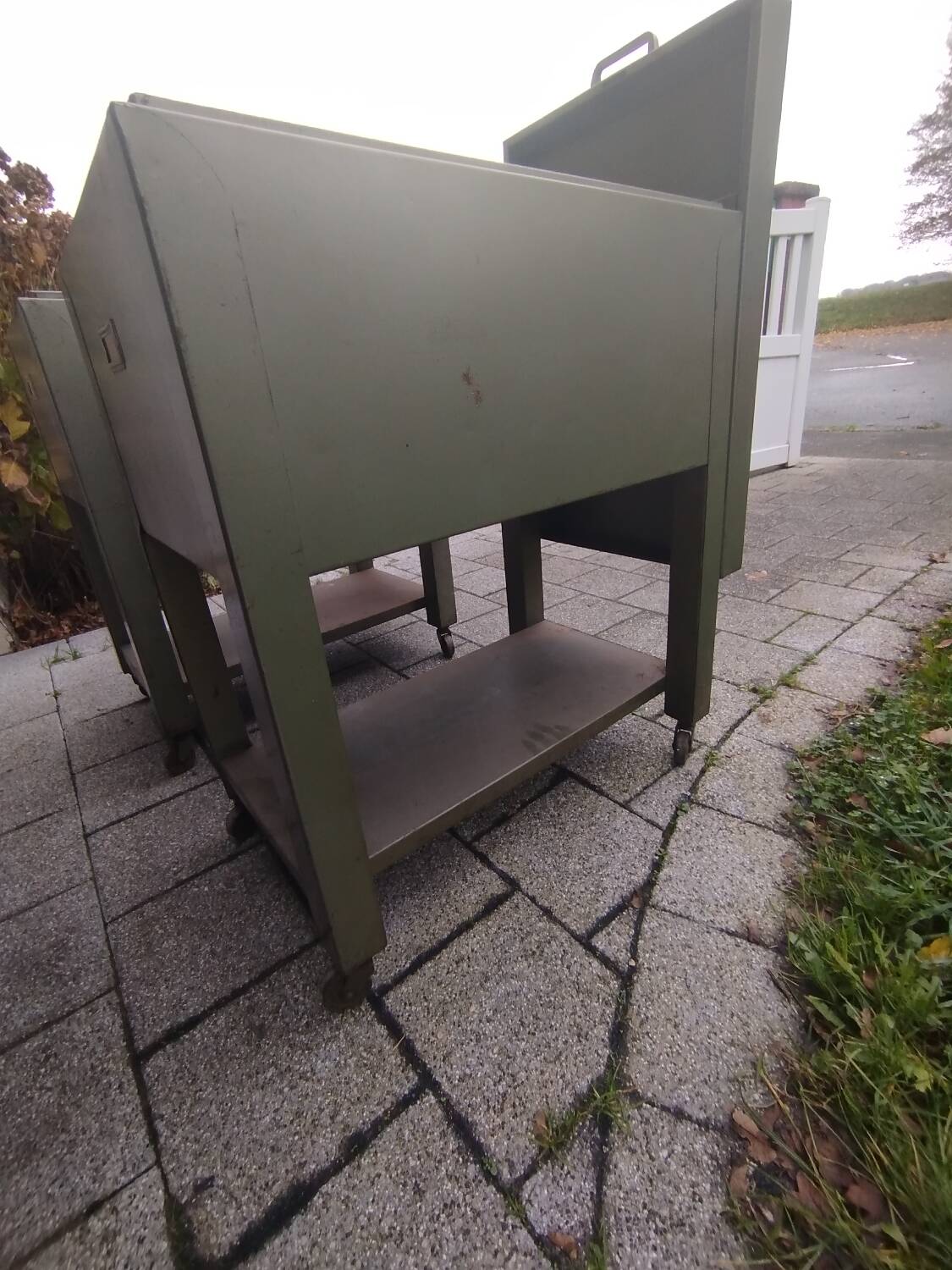 Pair of vintage rolling lockers