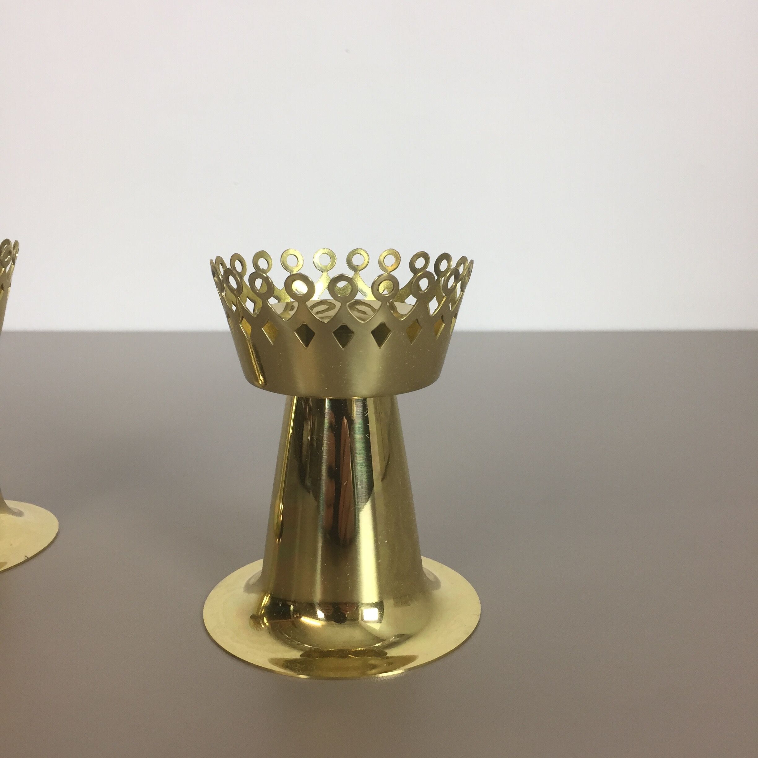 Set of 2 original 1960s nos brass candleholder made by Hans-Agne Jakobsson AB, Sweden