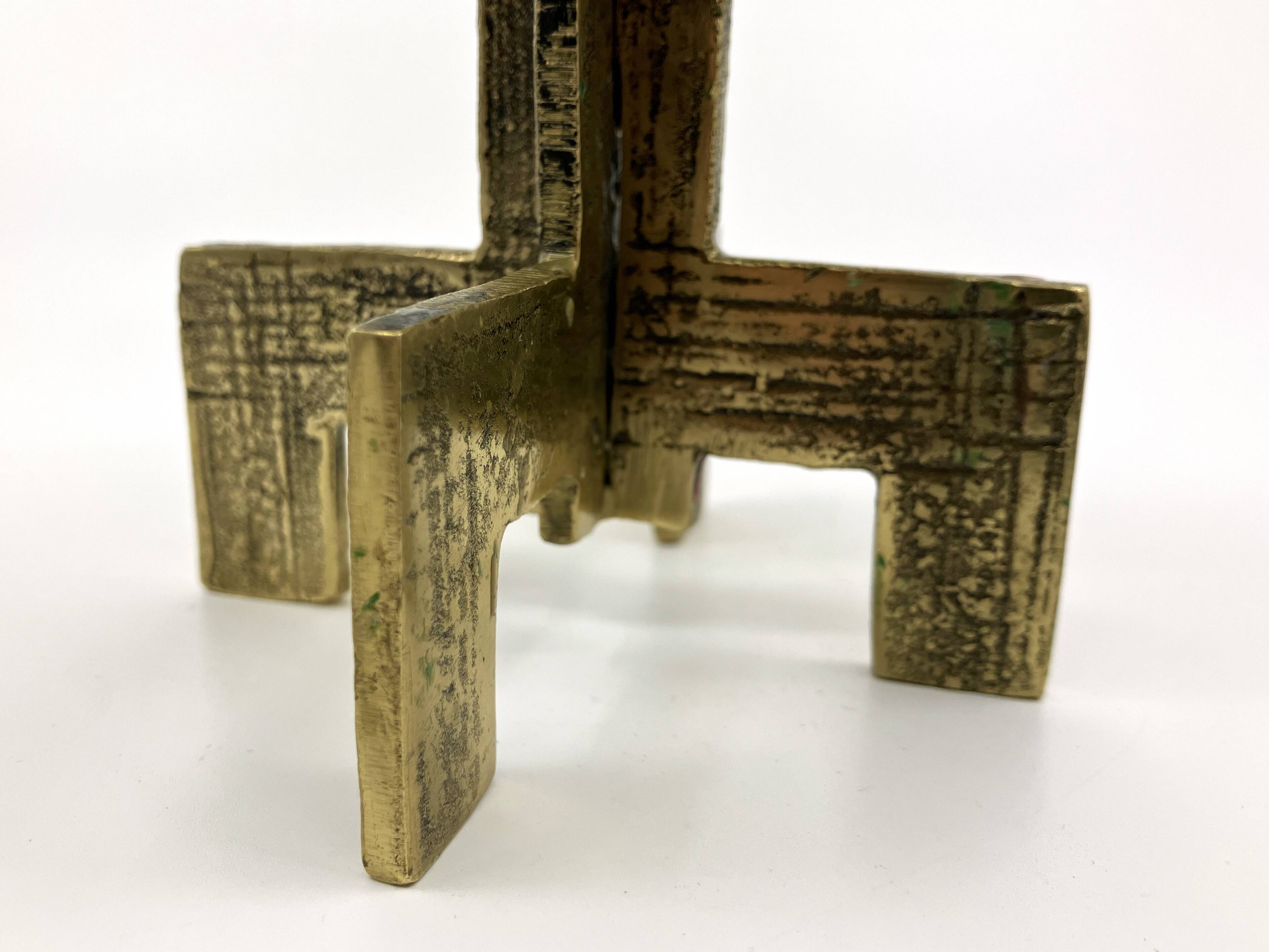 Brutalist candlestick • Austria • Brass • 1970