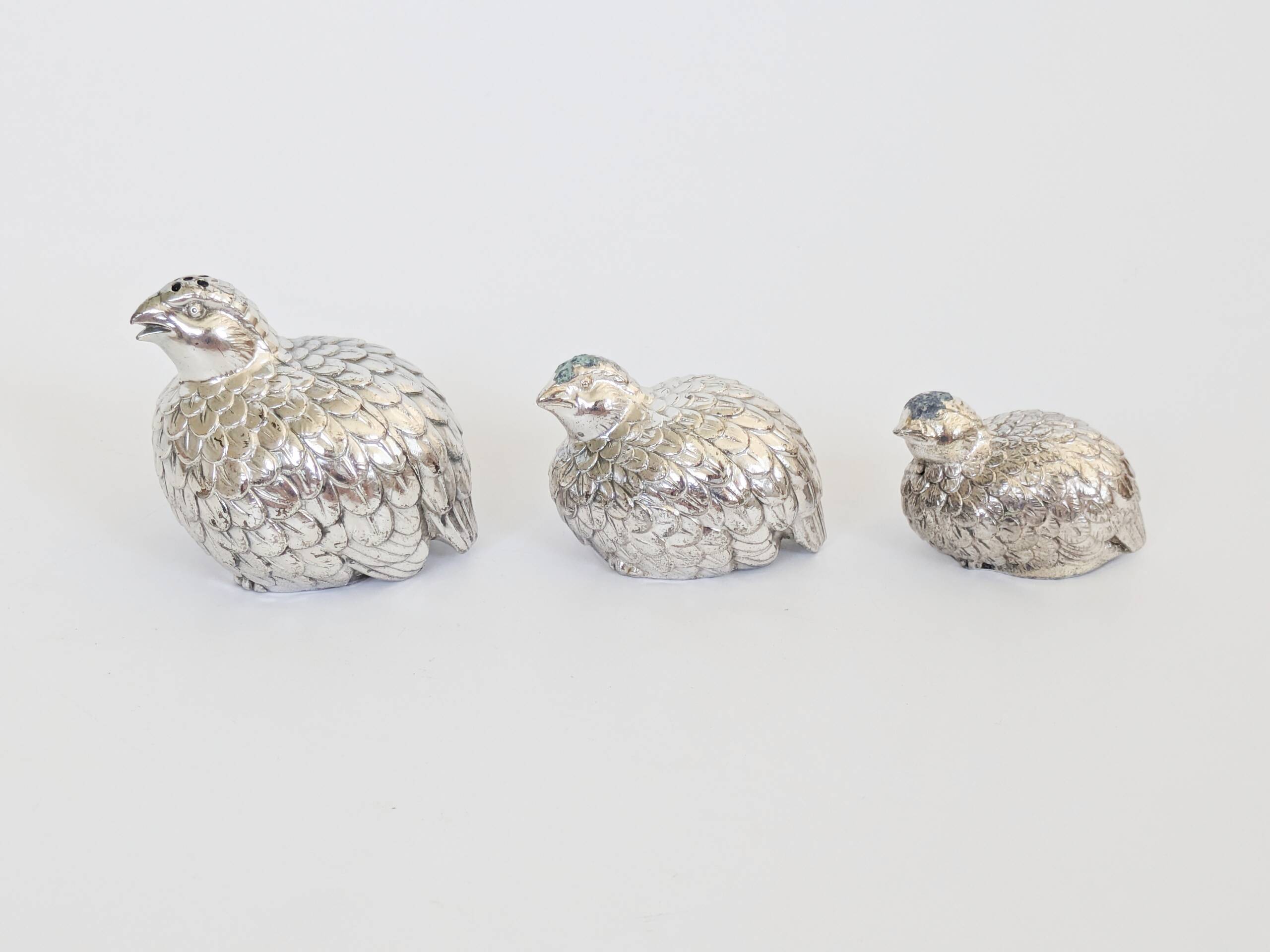 Vintage Style Gucci Hollywood Regency Silver Quail Trio Shakers