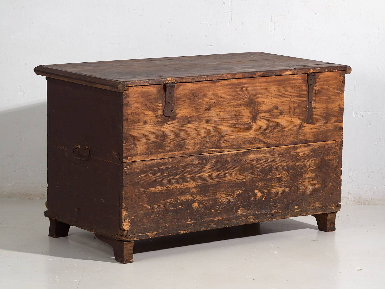 Antique wedding chest with raised plant decoration (circa 1820)