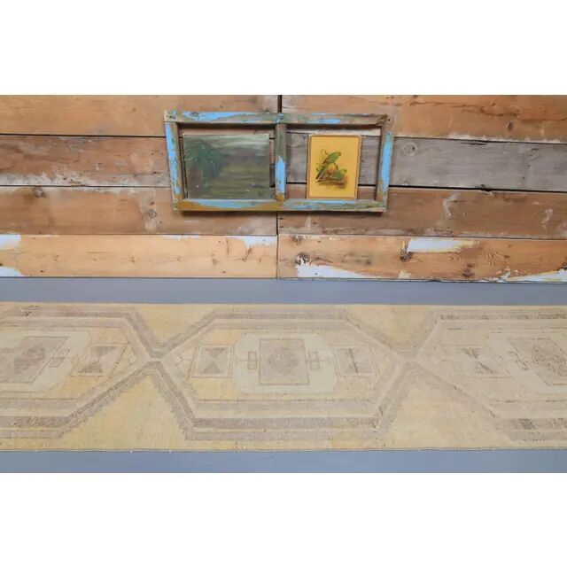 Vintage Turkish Oushak Handmade Runner 85x383
