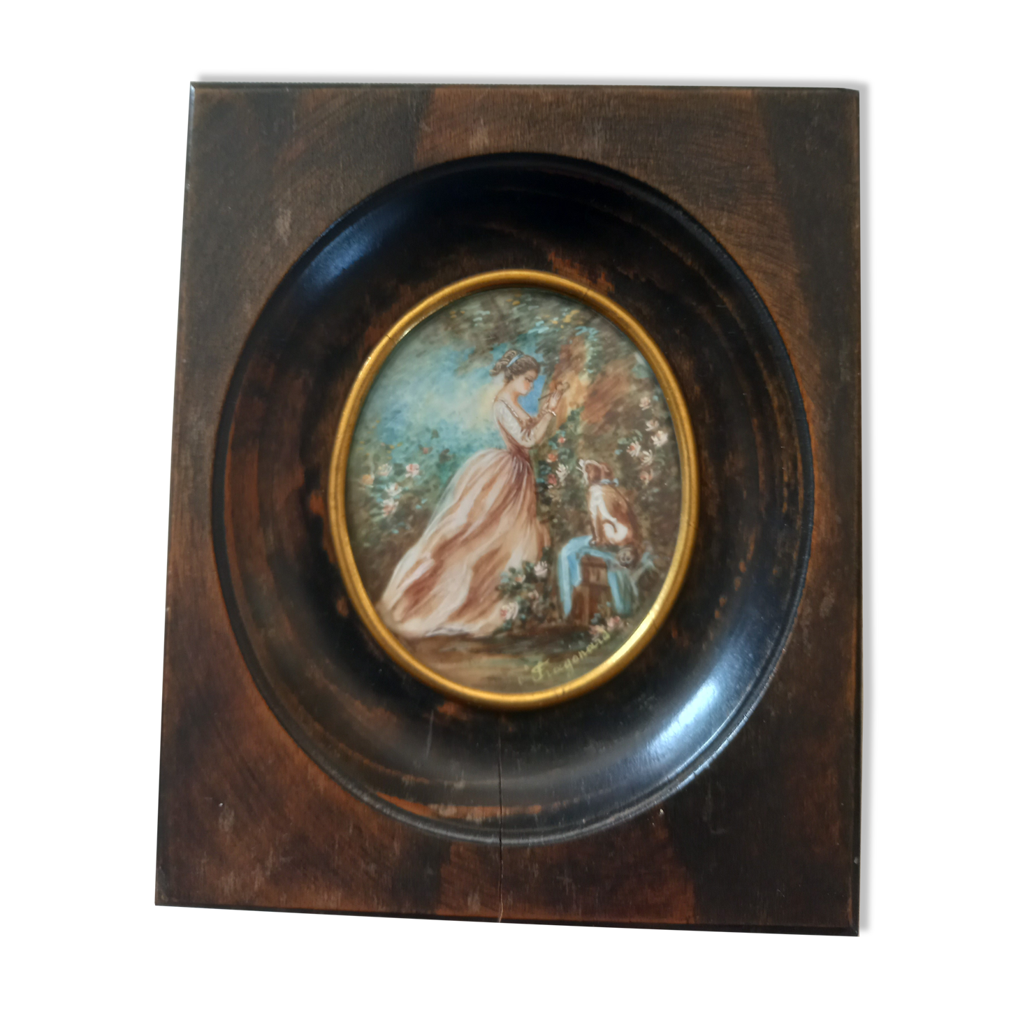 Miniature portrait of " fragonard " the girl and her dog