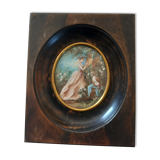 Miniature portrait of " fragonard " the girl and her dog