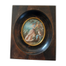 Portrait miniature  de  " fragonard "  la  fille  et  son  chien