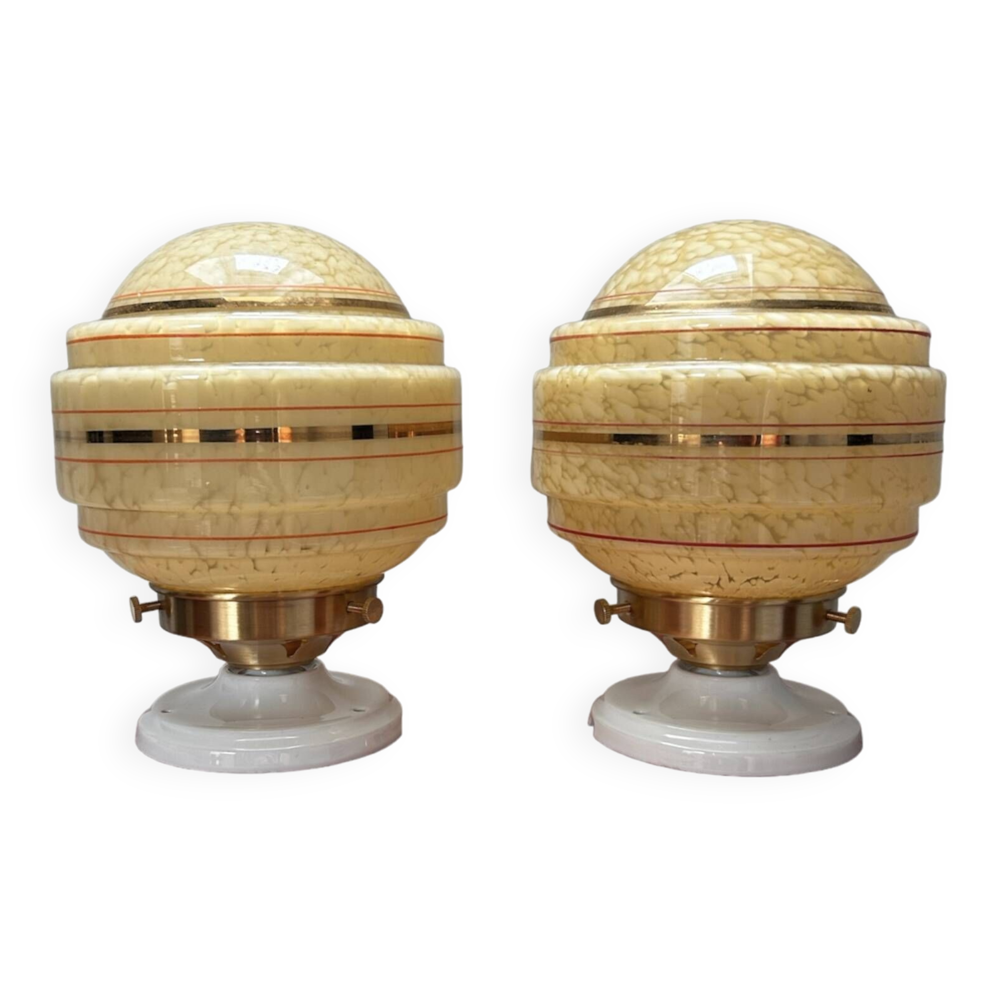 Pair of Art Deco globe wall lights